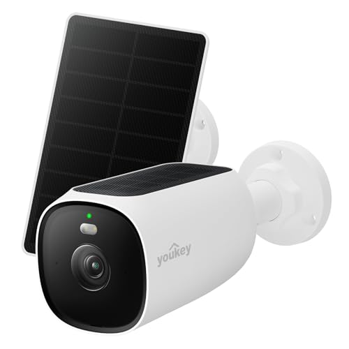 youkey 4K Solar Security Camera Outdoor Wireless, Dual Solar 24/7 Always-On Video, 82 ft AI Human/Vehicle Detection, No Monthly Fee, Color Night, IP67, 2-Way Talk, 2.4GHz Wi-Fi 6 (S420 Pro)