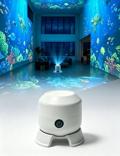 Yowfut Dynamic Rotating Led Projector Light 3D 360° Rotating Ocean Wave Projector Light, with Multi-Angle Base, Dimmable Ambient Lighting for Bedroom, Home Theater, Gaming Room Kid Gift (Snowflakes)