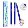 YPLUS Detail Eraser Pencils with Sharpener, Blue, School Supplies, 3 Pcs