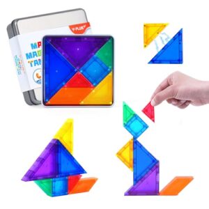 YPLUS Travel Toy Tangram Puzzle for Kids, Mini Magnetic Tiles, 700 Shapes