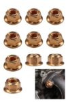 Ypoyney 10 PCS Exhaust Manifold Studs, Copper Plated Self-Locking Seal Flange Nut Kit Replacement for OEM A1201420072, Hexagon Exhaust Bolts and Nuts Universal for Cars Trucks