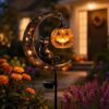 YPZVX Solar Black Cat Pumpkin Moon Halloween Garden Stake Light, 1 Pcs
