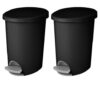 YSFTJIOB 2 Pack .6 Gallon Small Step Trash Can, Black Plastic Bathroom Garbage Bin with Step-On Lid, Removable Liner and Bag Holder, Hands-Free Odor-Free Waste Bucket for Bedroom Office Space