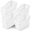 yskplrkn 6 Pack Book Bins for Classroom Library, Storage Organizer Bins Holders, 11.4 x 5.5 x 7.4 Inch Durable Plastic Containers for School, Office, Kitchen & Home Organization (White)