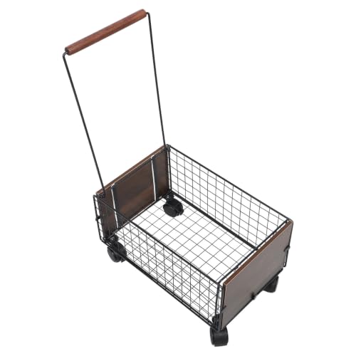 YSNOOWE Rolling Book Cart with Wheels for Office Organization and Storage, Heavy Duty Steel Basket Trolley with Pull Rod and Swivel Wheels, Portable Mobile Storage Cart for Library, Home,