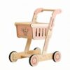 YsXoWiui Children Simulation Cart Wooden Push Cart Pusher Shopping Cart Toy Push Toy Pretend Grocery Cart Wood Panels Black Rim Wheels Suitable for Balance Training Indoor Play Home Decoration