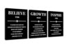 YTKJYS Believe Growth Inspire 3 Piece Canvas Wall Art, Quote Poster Set