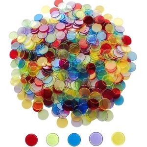 Yuanhe 500 Pieces 3/4 Inch Transparent Counting Chips for Bingo Game, Party, Classroom, Game Night - Mixed Color