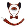 YUEELI 4pcs Tiger Animal Costume Accessory Set, Striped Tiger Ear Headband, Plush Tiger Nose, Bow Tie and Tiger Tail for Halloween Carnival Cosplay Fancy Dress Themed Party Decor