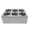 YUEHISY Flatware Organizer, 6 Compartment Stainless Steel Utensil Holder with Removable Cylinders, Perforated Silverware Holder for Air Drying, Non Slip Kitchen Caddy for Restaurant