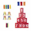 YueShengYCHUANG Children Game Can Toss Game Number Target Tinplate Soft Bean Bags Suitable for Family Party Outdoor Camping School Event, Red Numbered Cans with Rainbow Striped Set