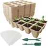 Yunhgft 12 Starter Tray, Biodegradable Paper Pulp Tray with Labels and Tools, for Transplanting
