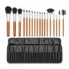 Yunhgft 18 Wood Handle Makeup Brushes Set for Professional Makeup Application & Daily Routines, with Storage Case