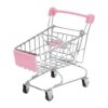 Yunhgft Mini Shopping Cart Small Supermarket Kids Organizer Iron Desktop Handcart Multipurpose Toy Collectible Suitable for Party Display Office Home Decorati, Pink