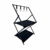 YunJove Outdoor Folding Shelf Camping Storage Rack Organizer Stand With Double Tier And Hook Bar Aluminum Alloy Structure Portable Foldable Setup Suitable for, Two-layer Oxford Cloth Storage Rack