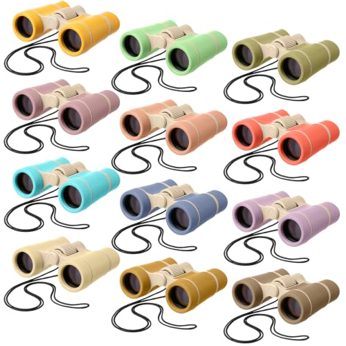 Yunsailing 12 Pcs Kids Binoculars Shockproof Mini Compact Binoculars for Kids Ages 3-12, Bulk Toddler Gifts for Vbs Activities Classroom Bird Watching Camping Outdoor Play (Colored)
