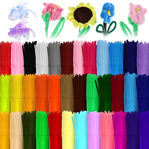 Yunsailing 1800 Pcs 36 Colors Pipe Cleaners 6 mm x 12 Inch Chenille Stems Pipe Cleaners Craft Supplies Art Supplies Adults DIY Creative Decorations Creative DIY Projects Decorations