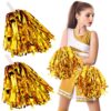Yunsailing 2 Pack Cheerleading Pom Pom Bulk Football Game Cheerleader Pompoms Plastic Cheering Hand Flowers with Handle for Sports Dance Match Team Cheerleading Squad(Gold)