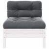 YUOGHRTFE White Solid Pinewood Outdoor Middle Sofa with Cushions, Modular Patio Garden Sofa for Relaxation and Flexible Seating Arrangements