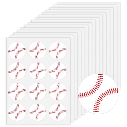 Yuomeaz 180Pcs Baseball Stickers, 1.18inch Self-Adhesive Baseball Sports Stickers, Decorative Baseballs Theme Labels for Party Favors, Birthday, Team, Gift, Helmets