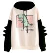 YUUOKPO Dinosaur Hoodie Kawaii Pullover Cute Hooded Sweatshirt For Teengirls Womens Black Medium