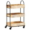 YuuSsea 3-Tier Kitchen Cart with Wheels, Solid Mango Wood Kitchen Island, Rolling Table with Storage, Mobile Bar, Small Carts, 18.1"x11.8"x29.9"