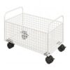 YWJLQH Container Storage Basket Cart Classroom Cart with Open Design and Push Handles in Wrought Iron for Classroom use Office use Library use Teacher use, Black, Large with Wheels