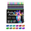 YWLUUOO 12Pcs Acrylic Paint Marker 24 Color Double Head Brush Tip Acrylic Marker for Painting on Paper Stone Wood Glass Cloth Paint Markers Double Ended