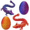 YXOTJHS 2Pcs 3D Printed Dragon, Dragon Eggs with Dragon Inside, 8.7 Inch Dragon Fidget Toy, Crystal Eggs, 3D Printed Animals, Stocking Stuffers for Kids
