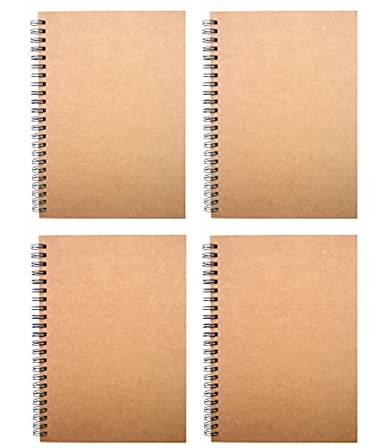 YYaaloa 8-Pack A5 Lined Sketch Book Soft Cover Spiral Notebooks Journals 120 Pages 5.7" x 8.3" Cream colored paper (A5 Lined brown 8pcs)