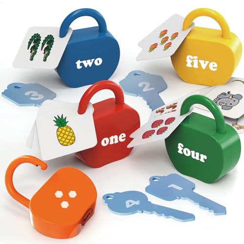 YYDeek Montessori Lock and Key Toddler Toys, Cause and Effect Sensory Learning Toys for 1 2 3 Year Old, Number Counting & Matching Game, Fine Motor Skills Preschool Travel Activities