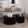 YYZIWYUN 27.56" Round Black Nesting Coffee Table Set of 2