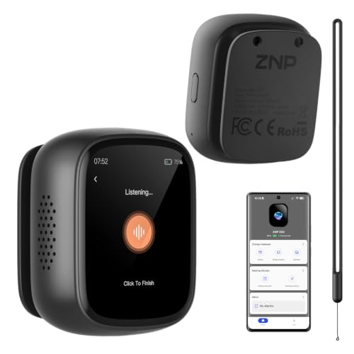 Z02 AI Companion Digital Badge, Bluetooth 6.0 Translator for 102 Languages, HD Touch Screen, Meeting Minutes, Voice Memo, Custom Wallpaper, No Subscription Wearable AI Assistant Business Travel Daily