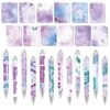 Zaamwoyy 24 Pcs Suicide Prevention Awareness Set, Retractable Ballpoint Pens with Teal and Purple Ribbon & Sticky Notes, Inspirational Mental Health Gift for Depressed People Teachers School