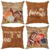 ZAEW Wood Football Pumpkin Maple Leaf Cardinal Bird Fall Pillow Covers Throw Pillow Cases Set of 4 Decorations for Home Sofa Cushion Cover Party Holiday Decor 18x18 Inch