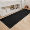 ZALL Black Waffle Bath Mat Wavy,Super Absorbent Non Slip Bathroom Rug, Black 24x72inch, Machine Washable Ultra Soft Floor Mats