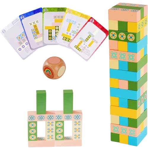Zamtzax Wooden Stacking Tower Game for Kids & Adults – Educational Wooden Stacking Blocks Puzzle Game for Kids Ages 3+, Fast-Paced Family Fun for Party, Classroom & Kid Games