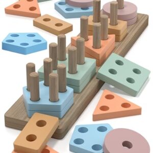Zartores Montessori Toys for 1 2 3 Year Old Boys Girls Gifts, Wooden Shape Sorter Toys for Ages 2-4, Toddler Learning Toy Puzzles Birthday Gift Ages 1-3