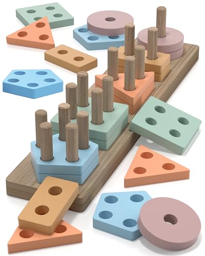 Zartores Montessori Toys for 1 2 3 Year Old Boys Girls Gifts, Wooden Shape Sorter Toys for Ages 2-4, Toddler Learning Toy Puzzles Birthday Gift Ages 1-3
