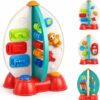 Zcpotizi Space Rocket Sensory Toy for Toddlers 1-3, Space-Themed Fine Motor Activity Toy with Music, Bead Maze, Gears, Lights & Songs, Baby Learning Toy, 1st Birthday Gift for Boys Girls 18M+