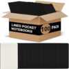 ZCZN 100 Pack Kraft Pocket Notebooks Bulk, 3.5 X 5.5 Inches Lined Paper Journaling Notebooks, 30 Sheets/60 Pages, Mini Journal Notebooks for Work, Writing, Traveler Memo Notepad(Black Cover)