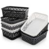 ZEAYEA 9 Pack Small Plastic Storage Basket, Classroom Organizer Baskets for Shelves Desk Drawer, Pantry Woven Basket Bins for Bedroom Closet Office School, 7.7" L x 5.5" W x 2.4" H