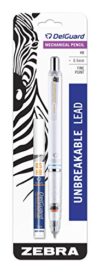 Zebra Pen DelGuard White Barrel Mechanical Pencil, 0.5mm, Fine Point, 1-Pk