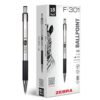 Zebra Pen F-301 Ballpoint Black Ink Fine Point 0.7mm Pen, Easy-Glide Ink, Stainless Steel Retractable, Non-Slip Grip, Professional Design, Ideal for Office, Journal and Planner Use, 18-Pack (27118)