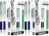 Zebra Pen Z Grip Flight Retractable Ballpoint Pen, 6 Black & 6 Blue Bold Point, 1.2mm, Pack of 24