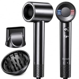 Zecoub Travel Hair Dryer Dual Voltage, 500 Million Ionic Blow Dryer with Diffuser, 170,000 RPM High Speed Hairdryer for Fast Drying, Quiet, Lightweight Compact Hair Dryer 100-240V for Women & Men