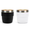 Zenbo 4 oz Espresso/Coffee Cups, Ceramic-Lined Double Wall Vacuum Insulated 18/8 Stainless Steel, Stackable & Dishwasher Safe, Space-Saving, Compatible with Most Espresso & Coffee Makers, 2 Pack