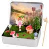 Zen Garden Kit for Desk Decor, Mini Zen Sand Garden with Tina & 1 Rake, Green Sand & 11 Accessories, Japanese Gifts for Meditation Room Office Home (Fairy Style)