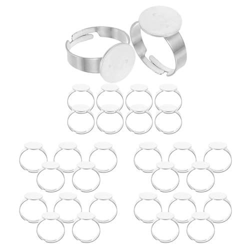 Zerodeko 30pcs Adjustable Round Stainless Steel Ring Bezel Base Tray for Jewelry Making Supplies, 12mm Finger Ring Blank with Tarnish-Resistant and Waterproof Features, for Crafting