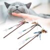 Zerodis Cat Stick Interactive Feather Toy Feather Toys for Pet Play Bonding Cat Toys